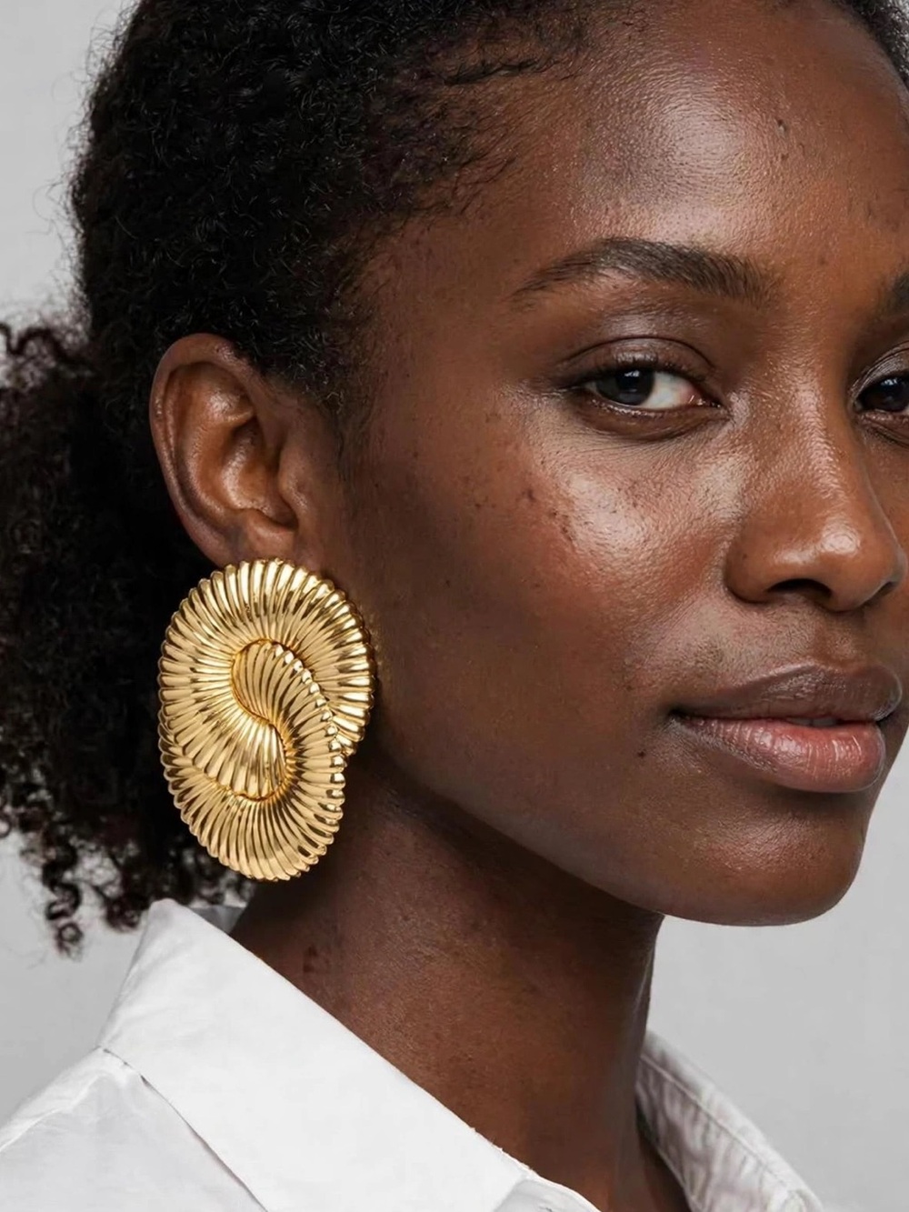 Gold Twisted Statement Earrings - Women Jewelry